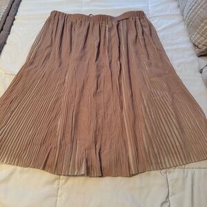 Zara light pink pleated midi skirt